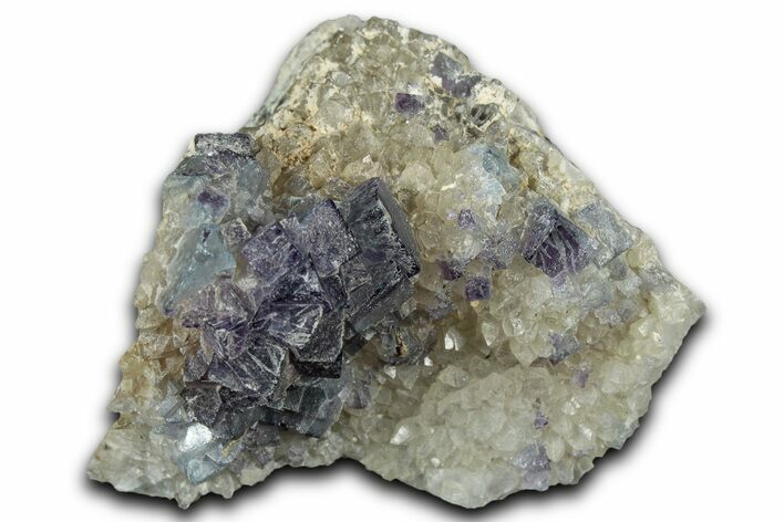 Blue/Purple Cubic Fluorite Crystals on Quartz - New Mexico #326166